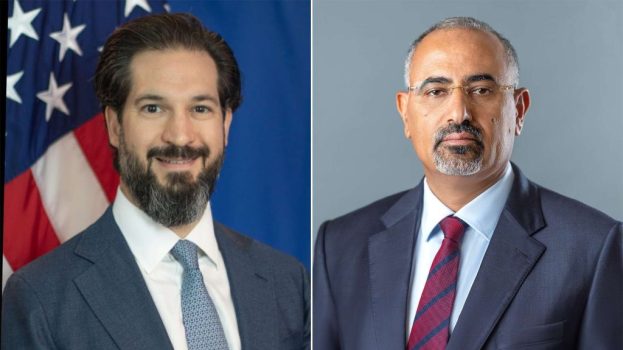 الرئيس عيدروس الزُبيدي يبحث مع القائم بأعمال السفير الأمريكي مستجدات الأوضاع الإنسانية والتعافي الاقتصادي